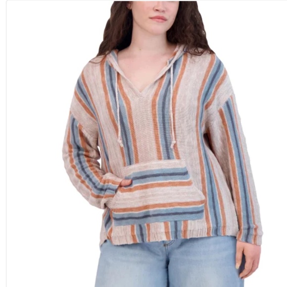 Sale 🎈NEW Lucky Brand Baja Beach Stripe Pullover Women’s Knit Hoodie - Picture 8 of 11